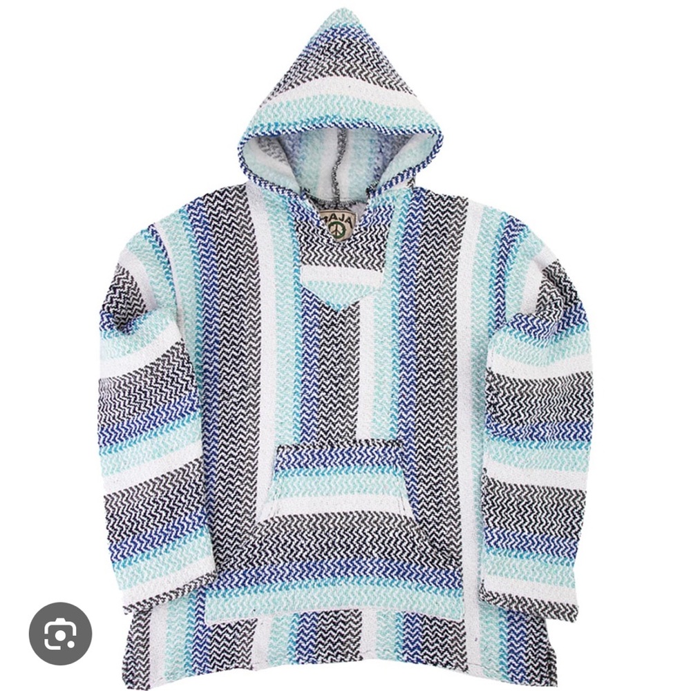 Striped Hooded Sweater Poncho